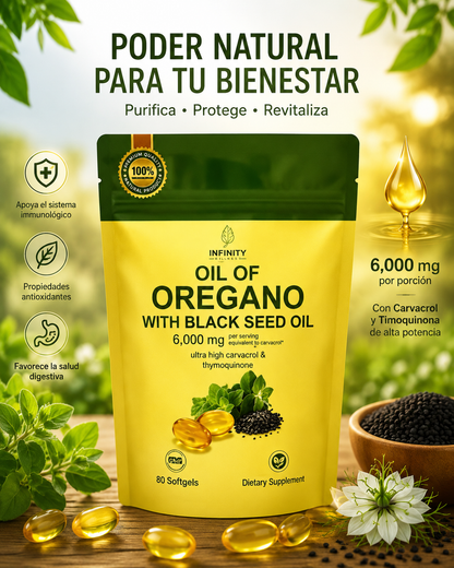 Aceite de Orégano + Black Seed Oil 6,000 mg | Refuerzo Natural Poderoso 🔥
