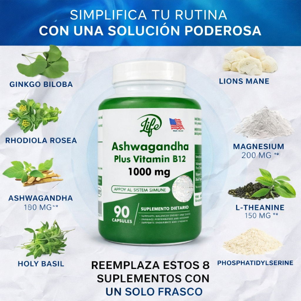 ASHAWAGANDA, Suplemento Natural 90 cápsulas