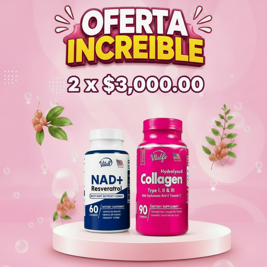 COMBO NAD+ + RESVERATROL • COLÁGENO HIDROLIZADO