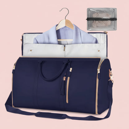 BOLSO DE VIAJE COVERTIBLE AZUL Y NEGRO