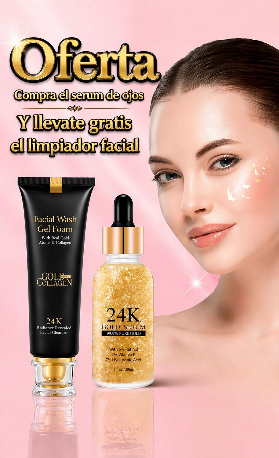 OFERTA SERUM PARA OJOS Y LIMPIADOR FACIAL GOLD 24K